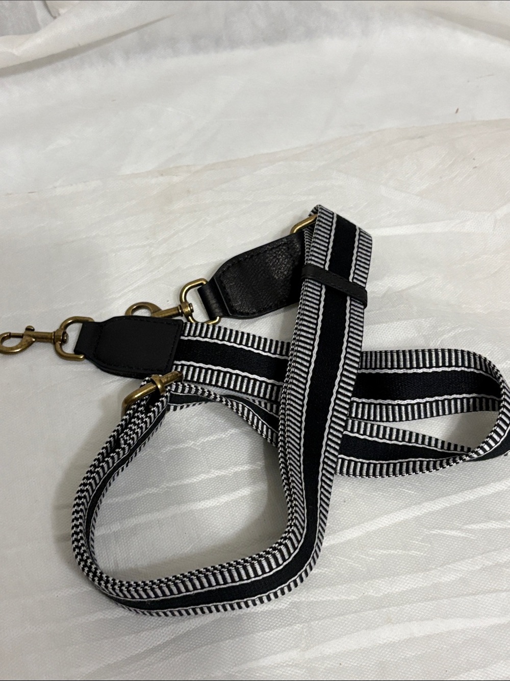 Adjustable Black and White Striped Bag Strap - Classic Replacement Accessory
